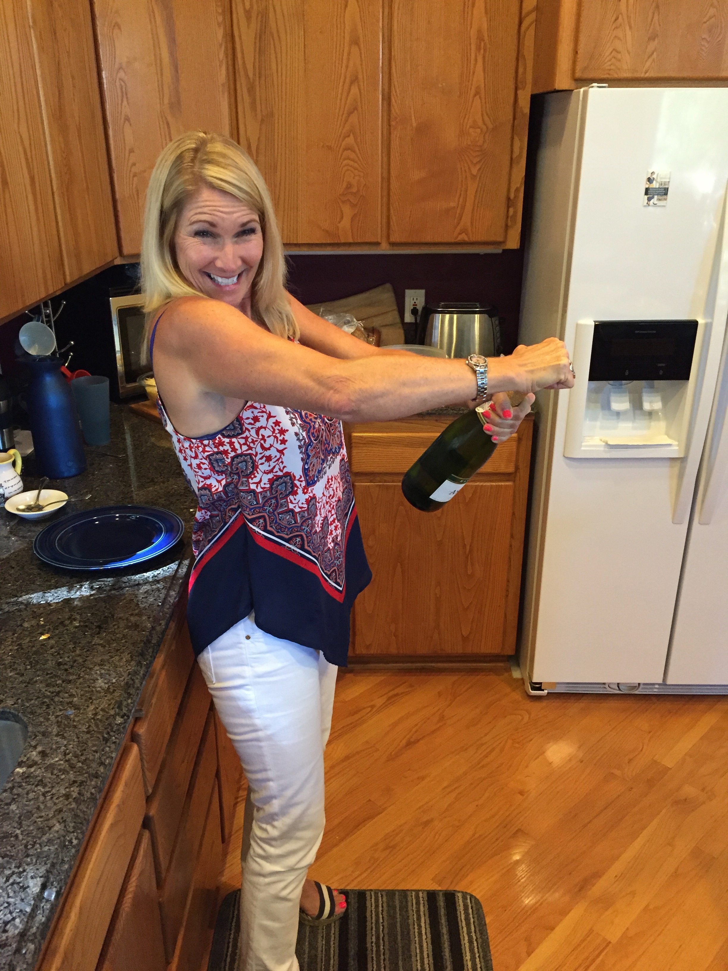 Lisa popping champagne pic