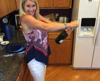 Lisa popping champagne pic